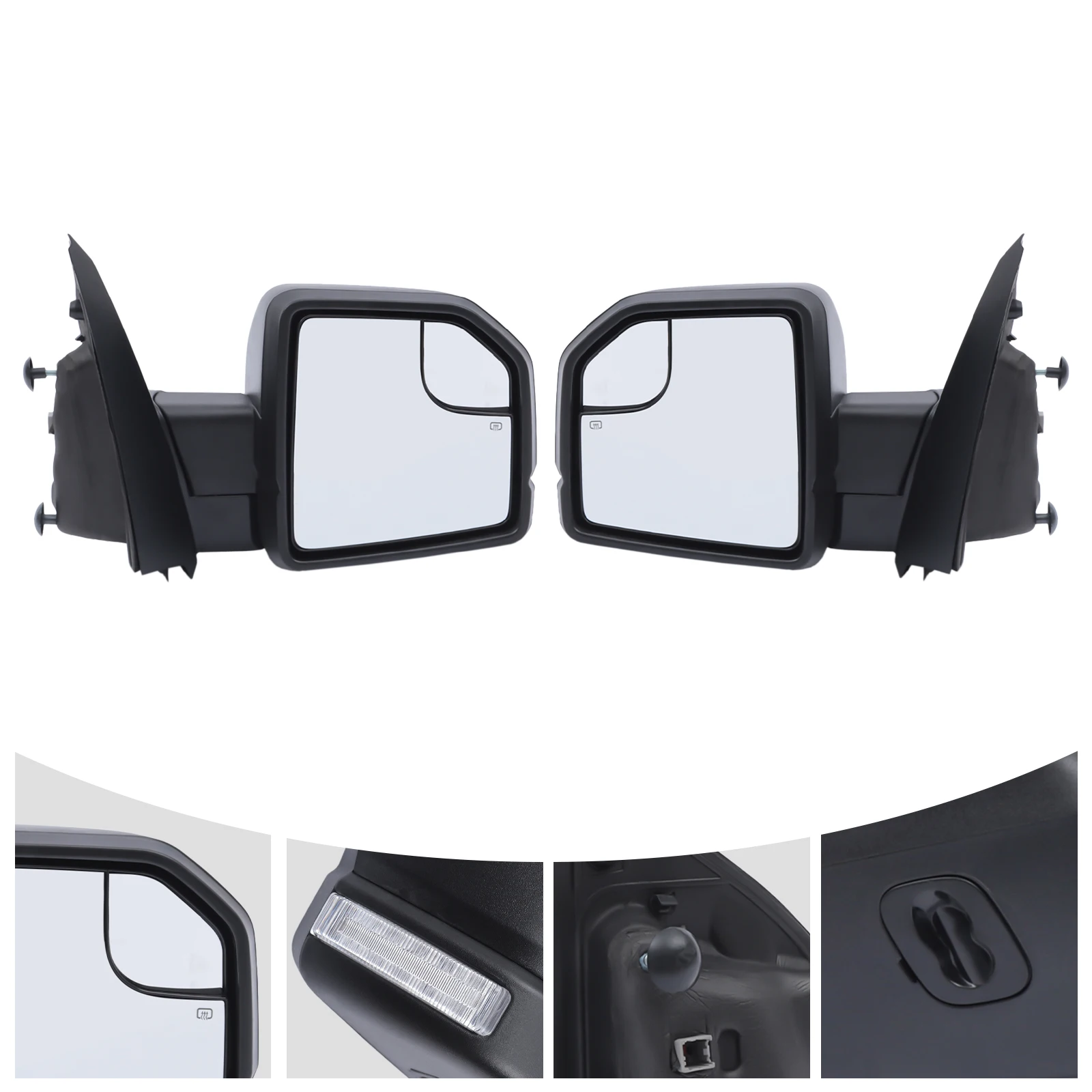 Electric Rear View Mirrors For 2015 2016 2017 2018 Ford F-150 Black Left or Right Side Mirrors