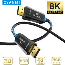 CYANMI DP 1.4 AOC Optical Cable DisplayPort 1.4 Cable 8K@60Hz 4K@144Hz HBR3 32.4Gbps Display Port Optic Fiber 50m for Graphics