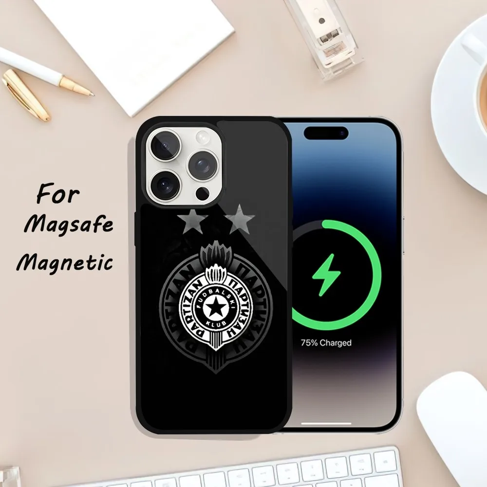 Partizan Beograd Phone Case For iPhone 11 13 12 14 15 Plus Max Pro Magsafe Magnetic Wireless Charging shell