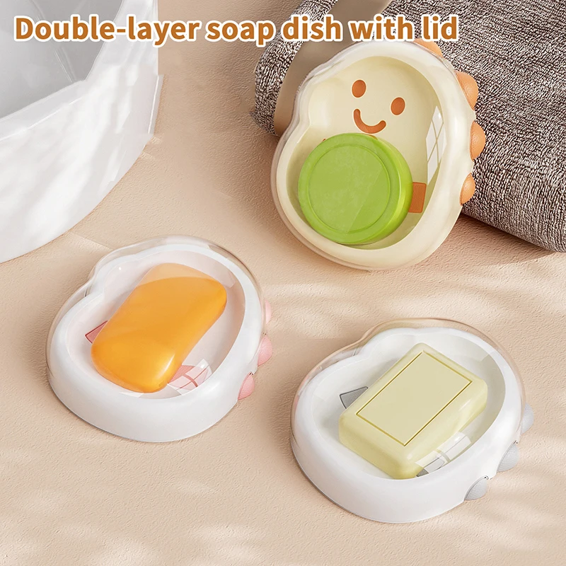 

Creative Soap Box Double Layer With Lid Drain Soap Box Home Bathroom Countertop Soap Box No Water Accumulation Soap Rack