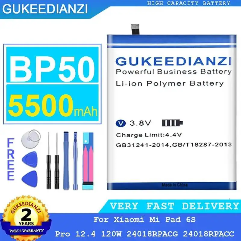 

Tablet Battery BP50 Premium Replacement High-Capacity For Xiaomi MI Pad 6S Pro 12.4 120W 24018RPACG 24018RPACC 5500mAh
