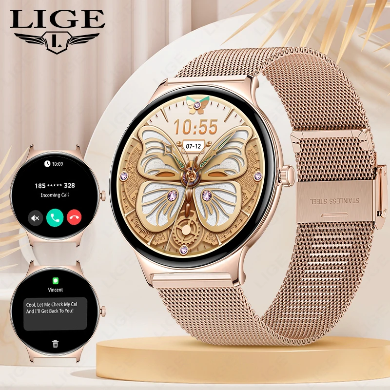 

LIGE Smart Watch Ultra Thin Fashion AMOLED Screen Always Display Time Sports Bracelet Wireless Call Smart Watch For Android IOS