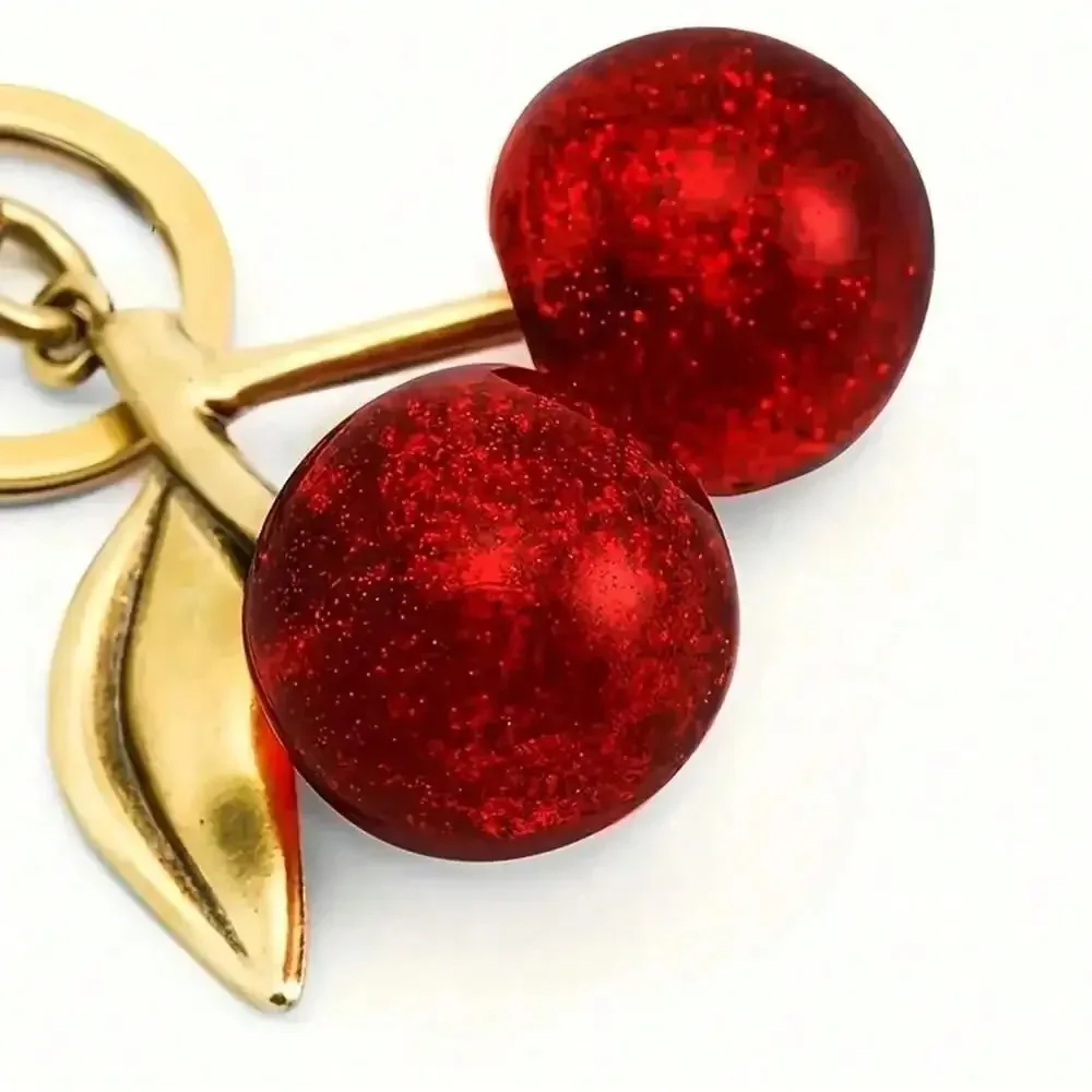 Mode Köstliche Rote Kirsche Schlüsselbund Sommer Früchte Kirschen Anhänger Schlüsselring Für Frauen Männer Schmuck Tasche Schlüssel Zubehör Geschenk – Detail 8