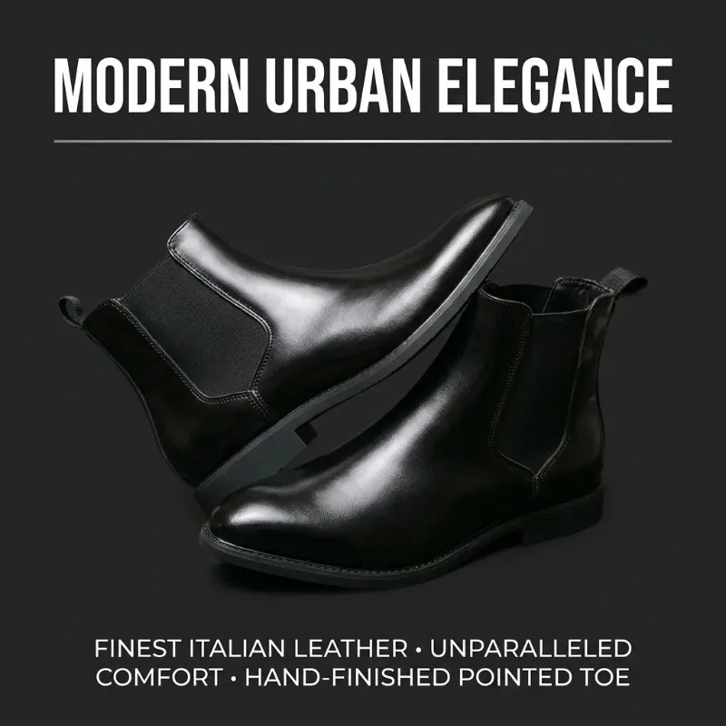 2026 Hot Selling Calf Leather Chelsea Boots British Men Winter Shoes in Stock Genuine Leather Outdoor Horse Riding Western Boots view 5