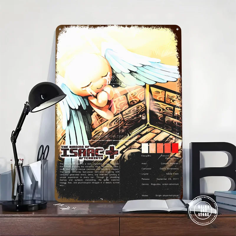The Binding of Isaac: Afterbirth Artwork Metal Poster Customized Wall Art Retro Vintage Metal Signs for Man Cave Interior House