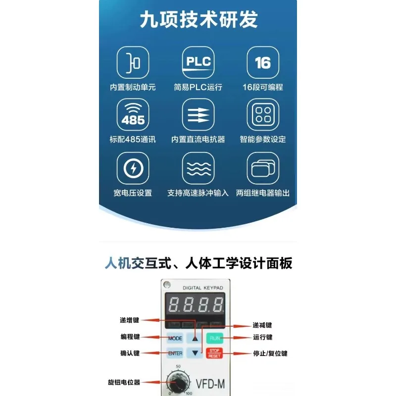 New Delta Inverter VFD015M21A, 0.4KW /0.75KW/1.5KW, Output Frequency 0.1-400Hz Carrier Frequency Up To 15kHz