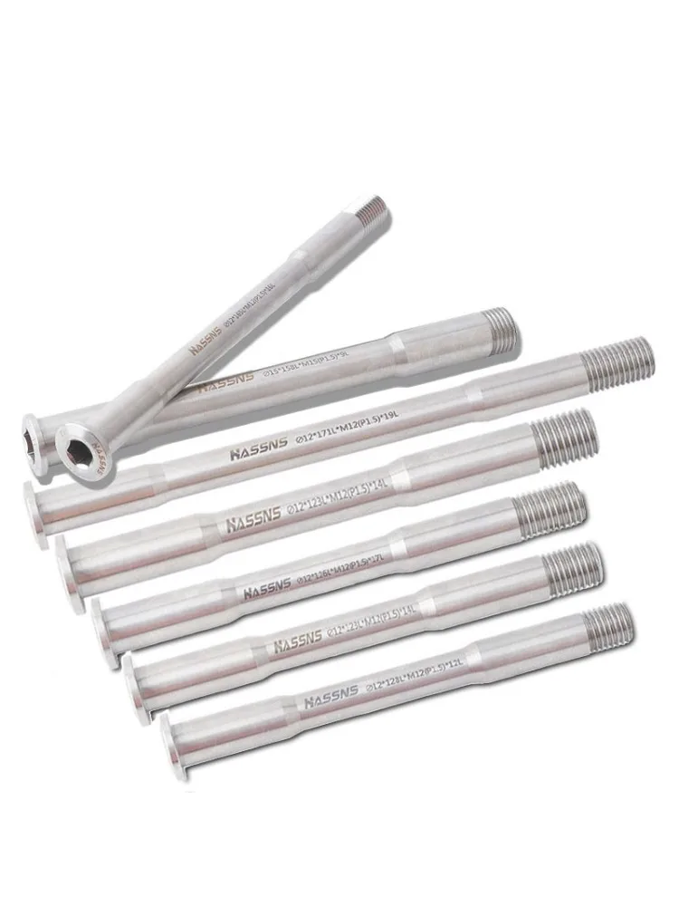 AliExpress NONE Titanium Bicycle Thru Axle 12X100 15x110 12X142 12x148 threaded through shaft boost 12mm 15mm mtb dirt Road Bike Hub Fork Rod