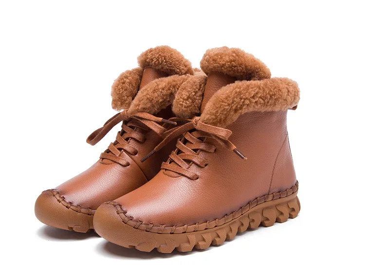 Winter Boots Womens Warm Cotton Shoes Fashion Casual Plus Size 41 Female Genuine Leather Flat Snow Boots Short Ankle Boots