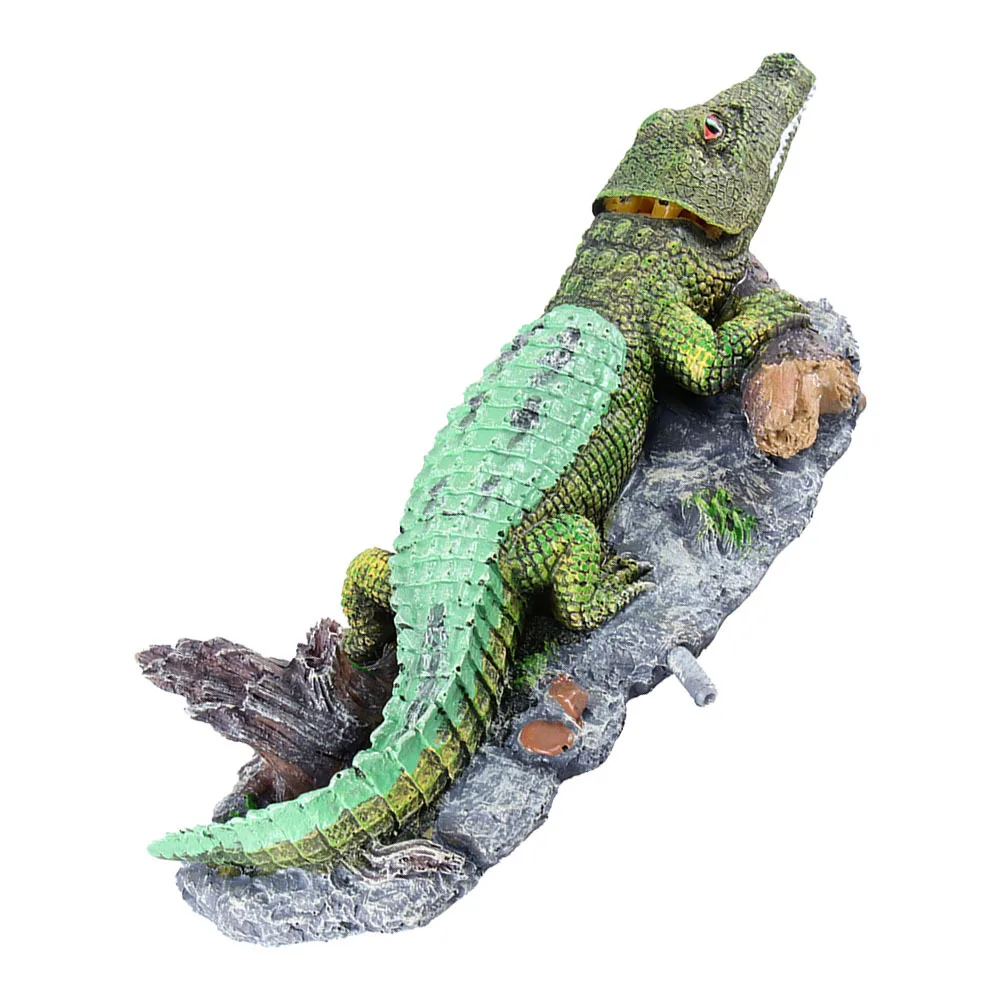 

Realistic Crocodile Air Bubbler Aquarium Decoration Resin Fish Tank Landscape Prop Non Toxic Safe Water Decor Accessory