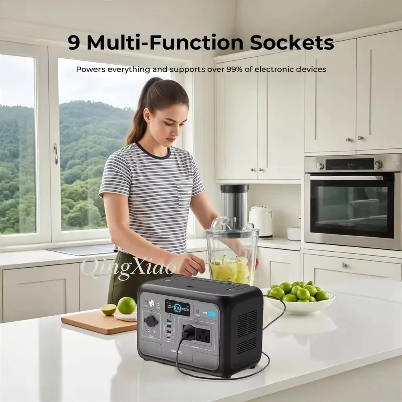 800W 512Wh Portable Mobile Power Station For Outdoor Camping Home Emergency Backup Energy Storage Pure Sine Wave Lithium Battery