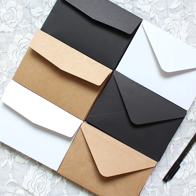 20pcs 16x11cm Paper Envelopes Wedding Invitations Gift Postcardcards Storage Stationery Black White Krafts Color