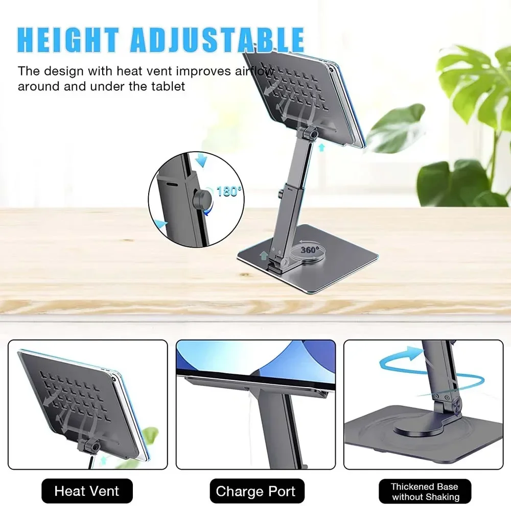 360° Rotation Aluminum Tablet Stand Desk Riser Multi Angle Height Adjustable Foldable Holder Dock For Xiaomi iPad Tablet Laptop