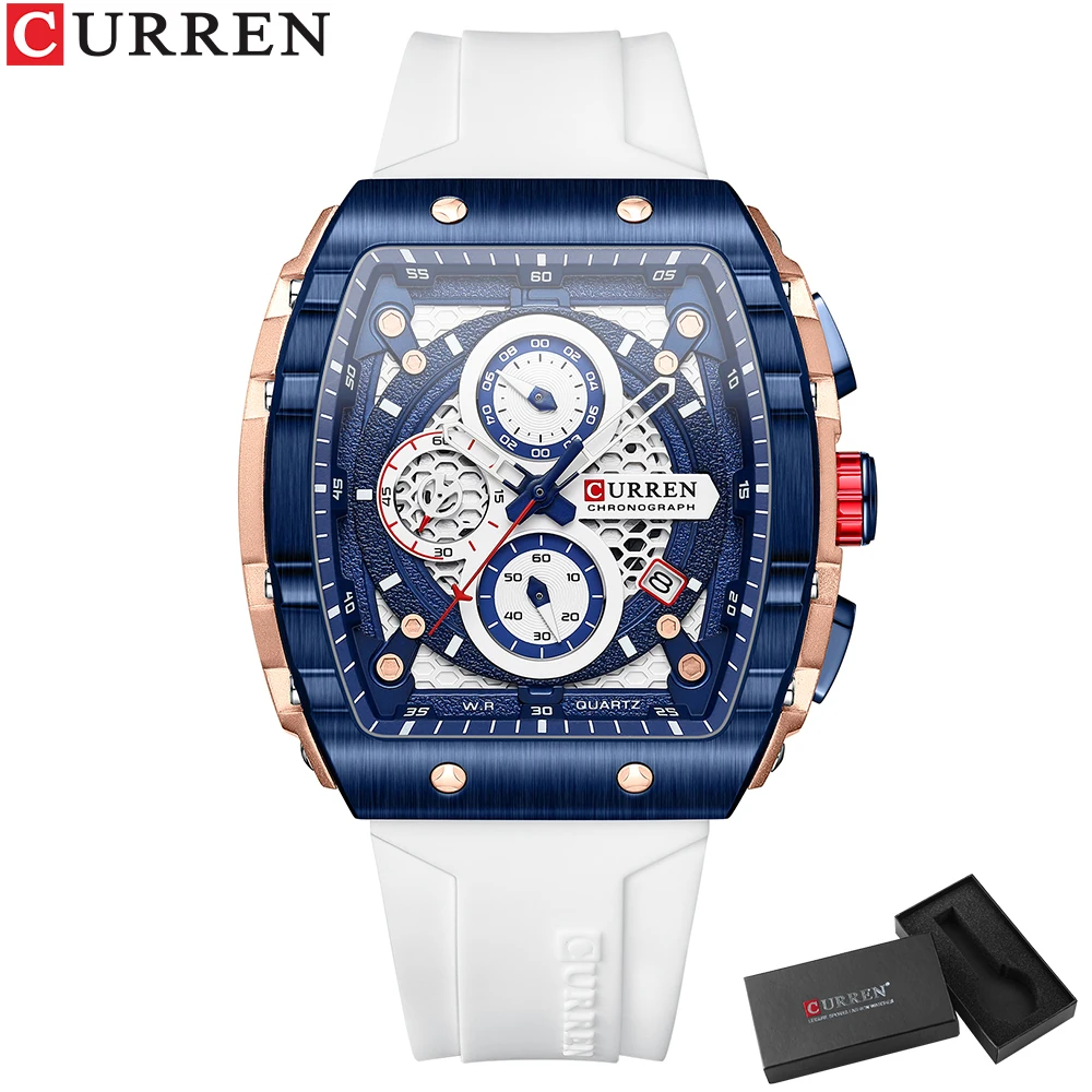CURREN Mode Herrenuhr Marke einzigartiges quadratisches Design Luxus Quarz Sportband Uhren Herren wasserdicht 10