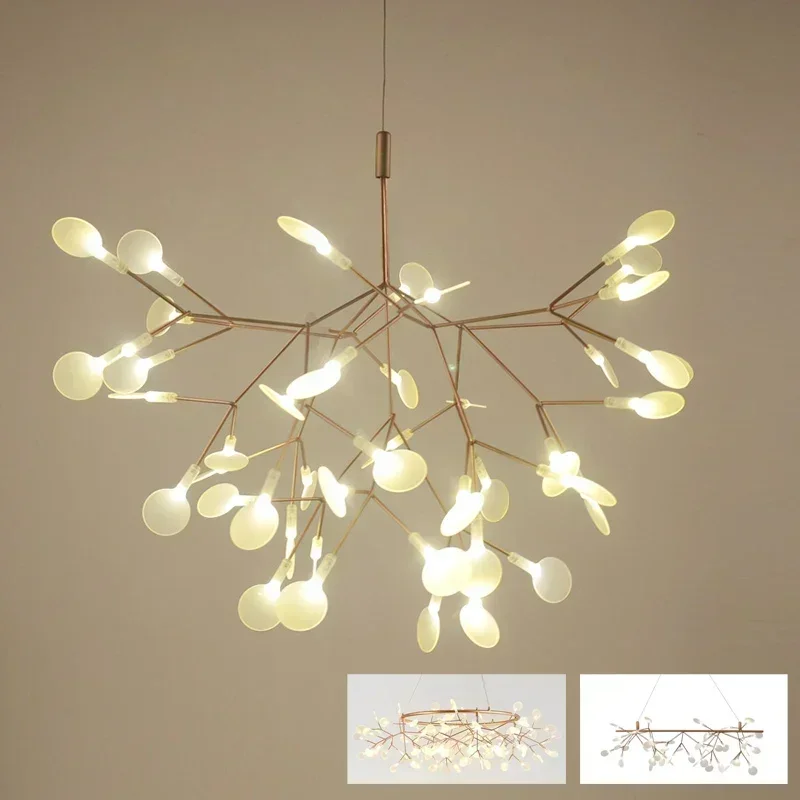 LED branch leaf modern stylish tree pendant light decorative firefly ceiling hanging wire cable lamp lights