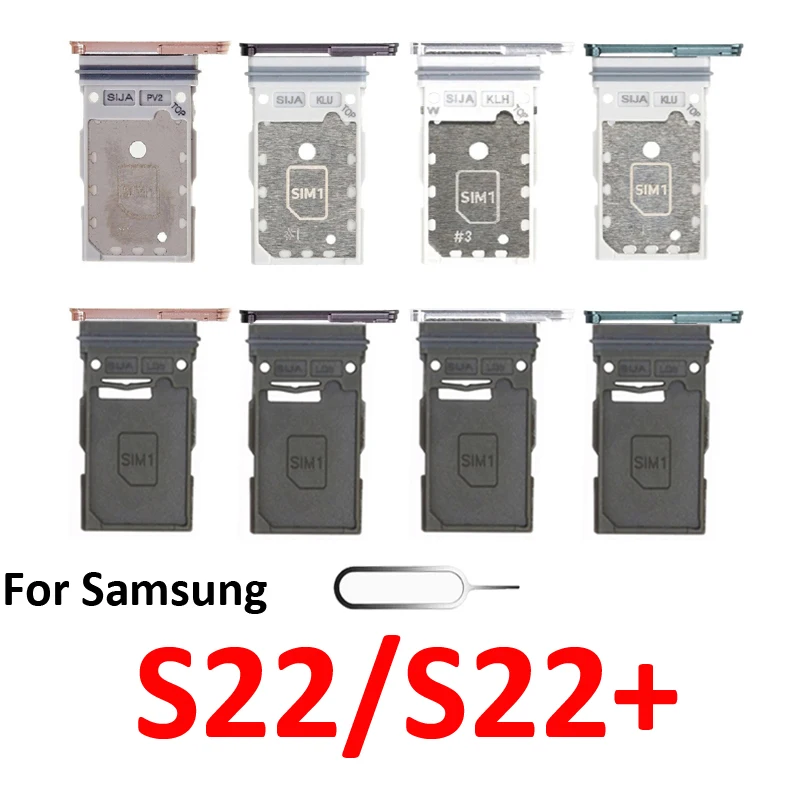 For Samsung Galaxy S22 S22+ S901 S906 Phone New Housing Chip SIM Card Tray Slot Holder Pocket Parts Single Dual SIM Black
