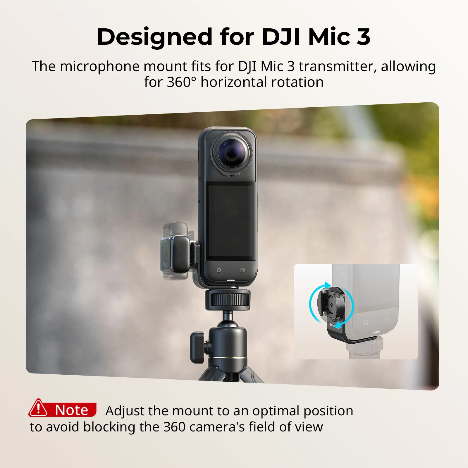 دعم حامل الحذاء البارد SmallRig لجهاز Insta360 X4 / X5 لجهاز إرسال DJI Mic 3، 360 ° التصوير باستخدام كابل محول الصوت -5825 #2