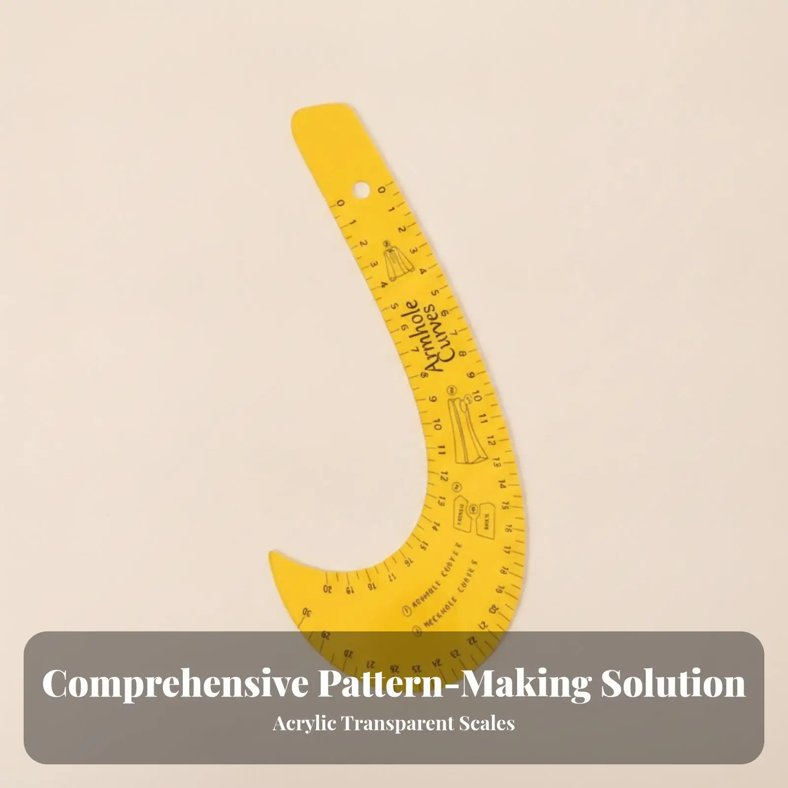 Self Adhesive Angle Ruler for Sewing Clear Acrylic Marking Tool for Pattern Grading and Custom Garment Drafting