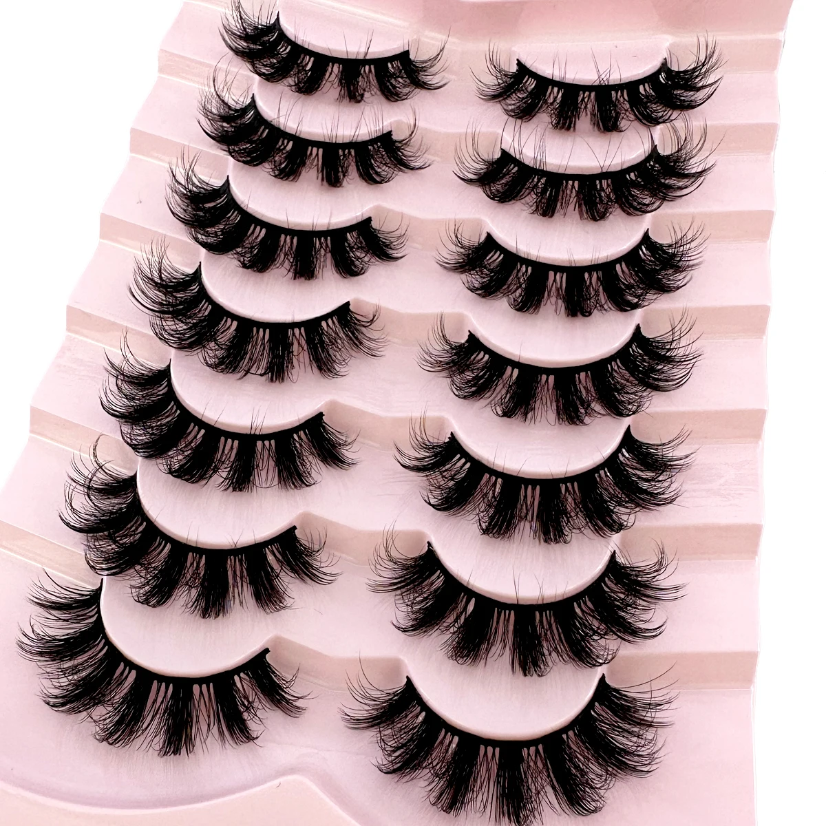 7pairs Cat Eye fluffy faux mink eyelashes natural long false eyelash extension handmade volume 3d lashes makeup faux cils cilios