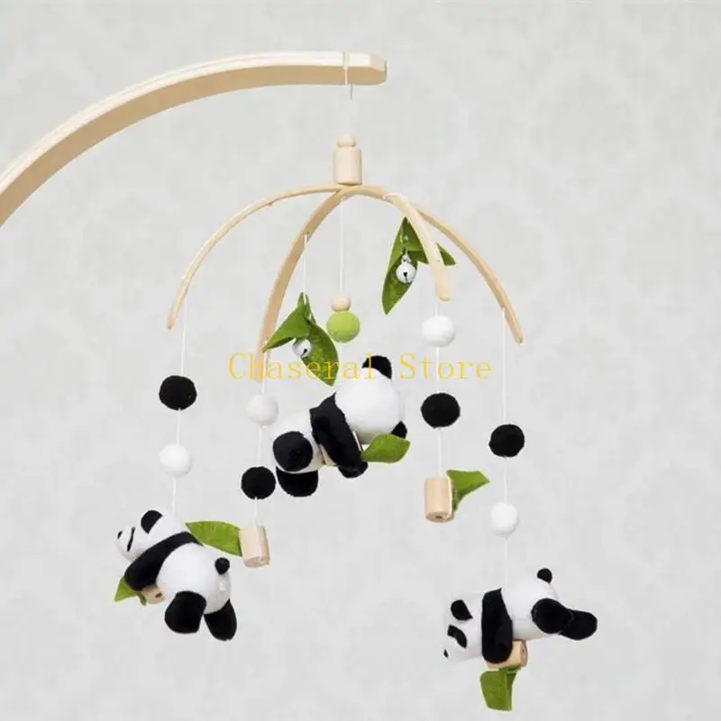 E7CE Panda Shaped Plush Hanging Rattle Toy Accessories Early Educational Toy Bed Around Hanging Supplies