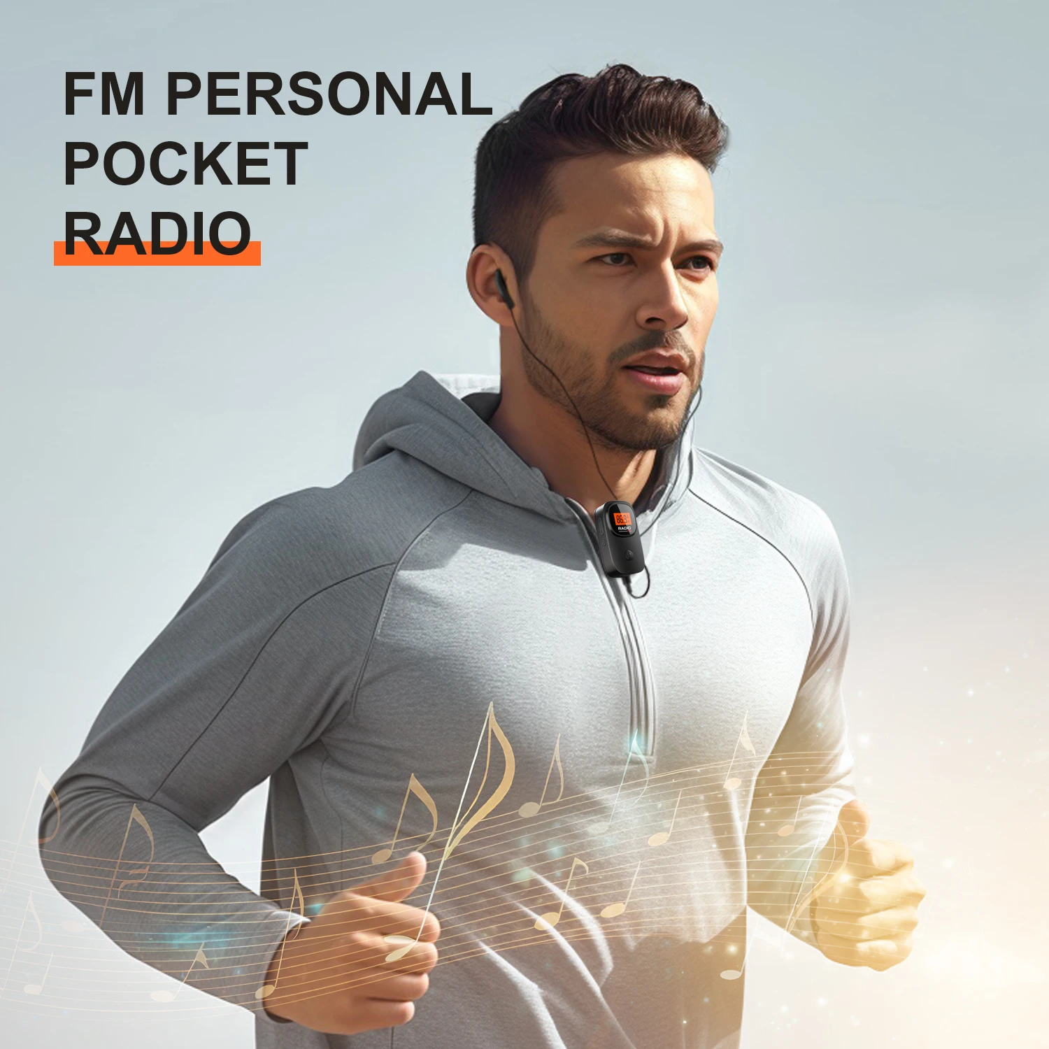 Pocket FM Radio - Digital Tuning, Crystal Clear Reception, 6 Presets | Long Playtime AAA Battery | Perfect for Walking, Jogging,