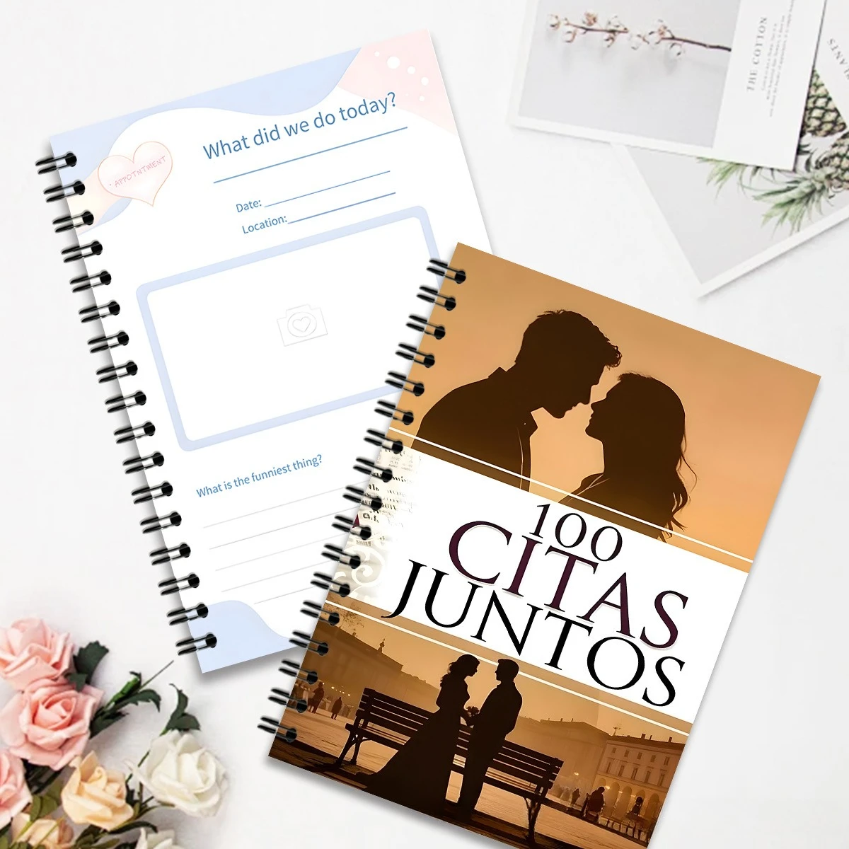 100 Citas Juntos Spiral Notebook 100 Pages Lined Journal Couple’s Date Memory Book Romantic Gift for Love
