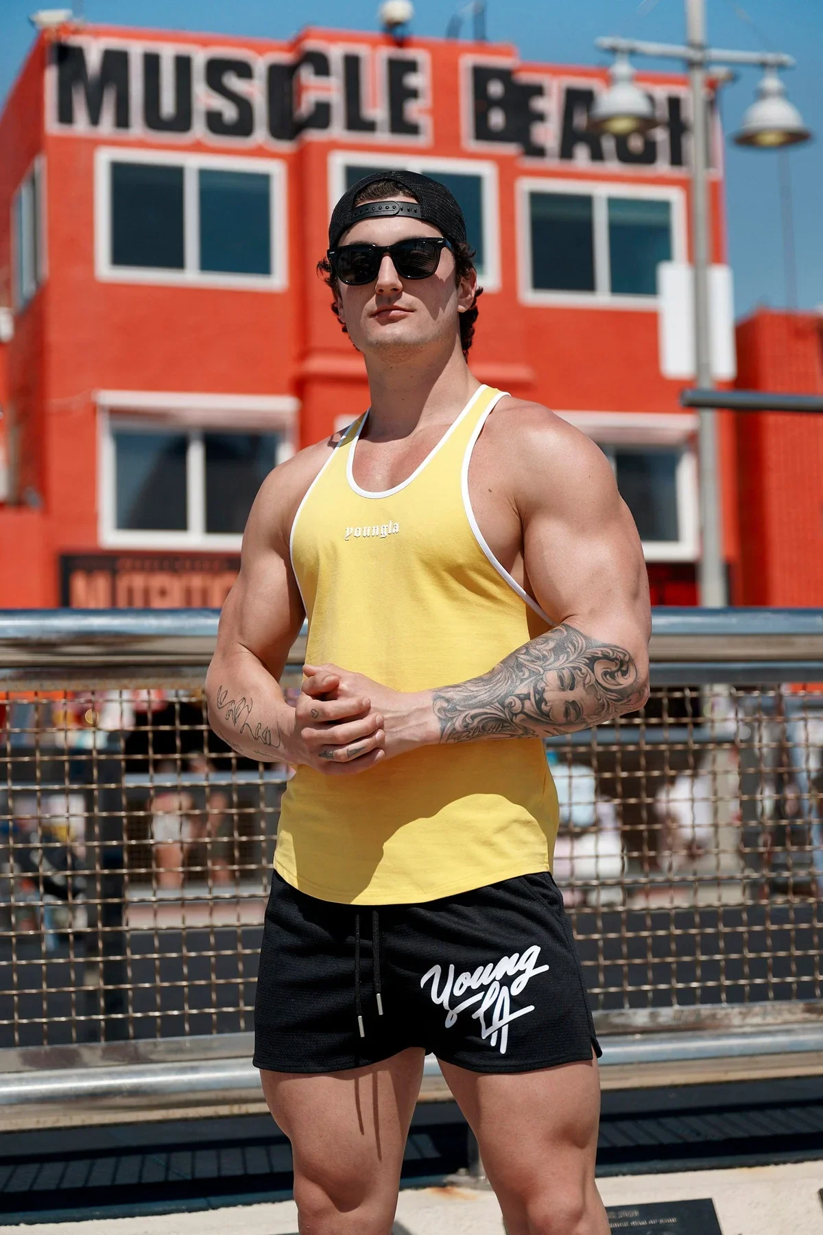 Gym Sports Fitness Men\'s Shorts American Style YA Clothing Brands Jogger Outdoor Running Basketball Training Shorts Beach Pants