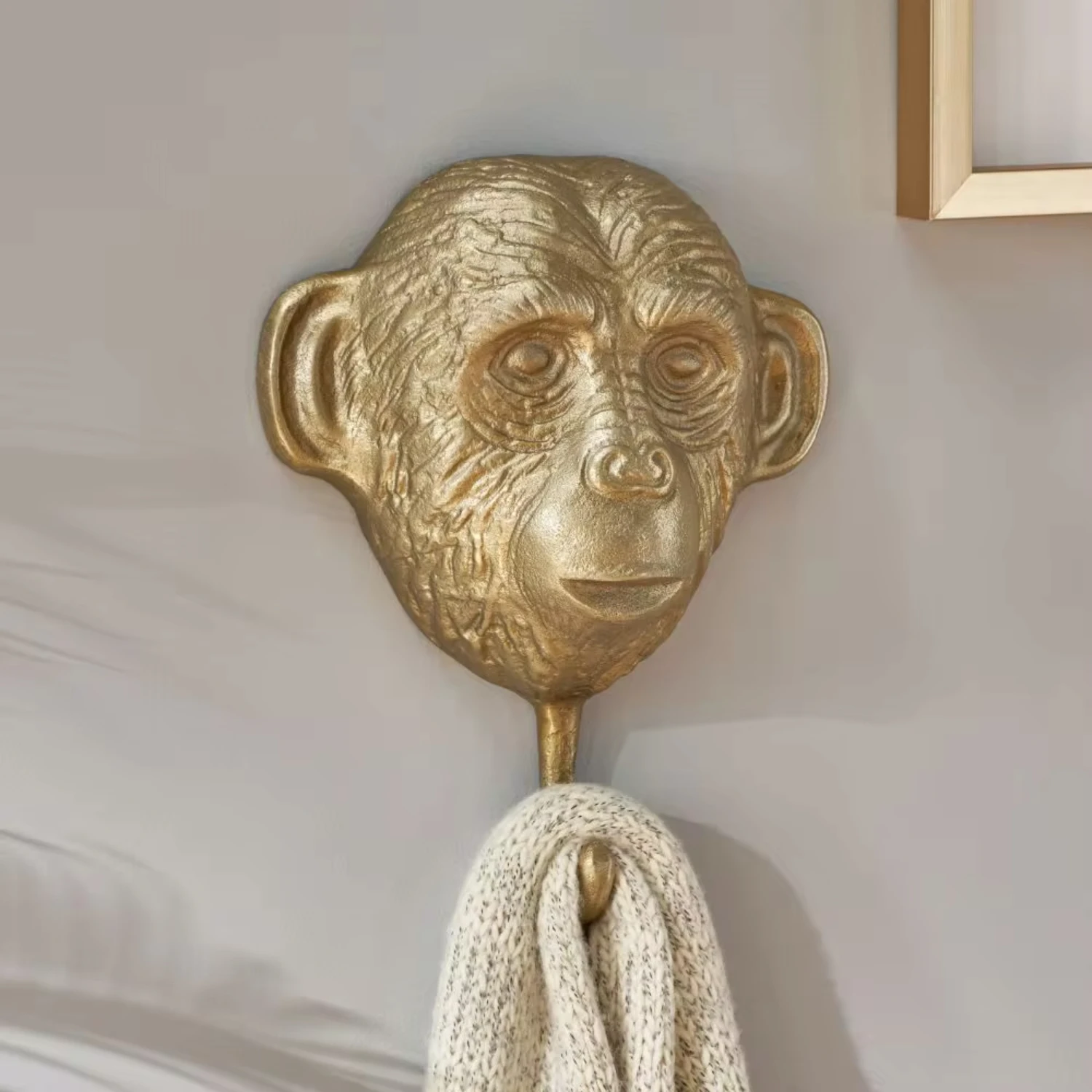 

Unique Antique-Style Bronze Monkey Coat Hook Rack - Holds Jackets, Hats, Scarves, and More - Wall-Mounted Decorative