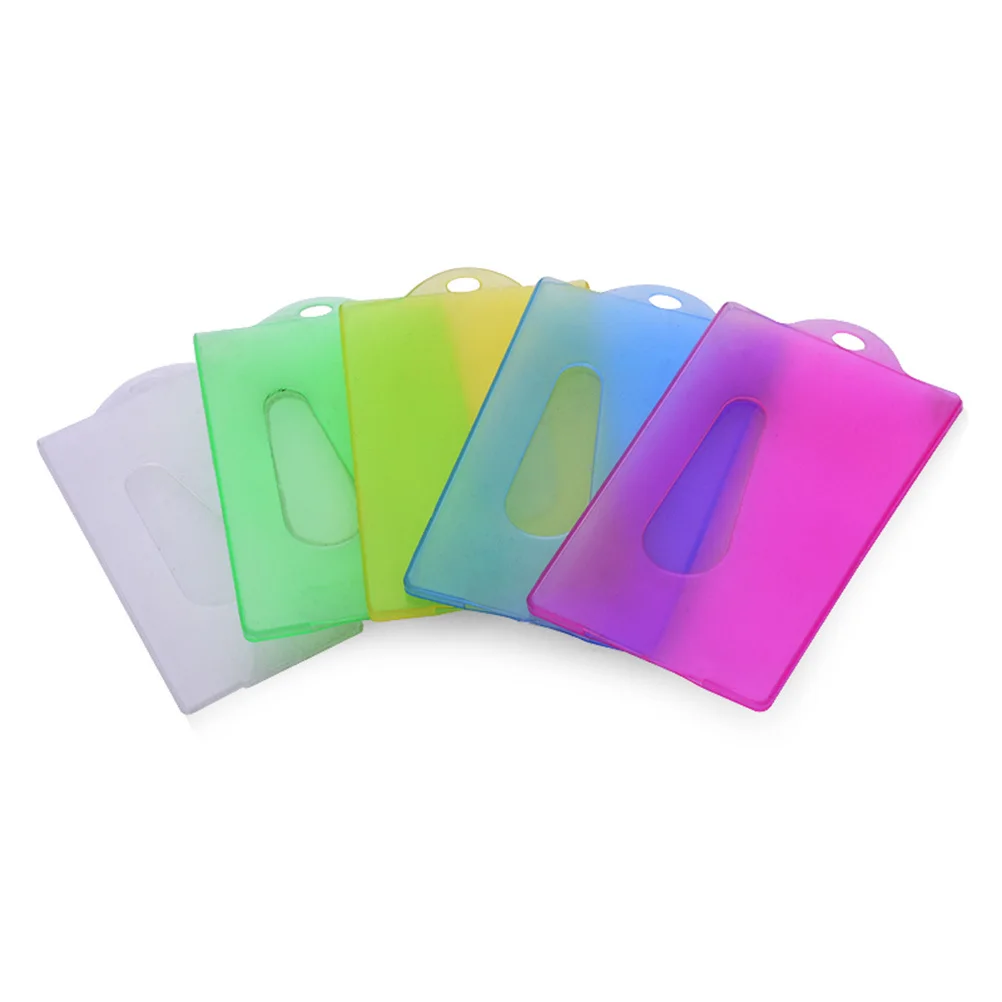 

20pcs Candy Color Card Holder Premium Hard Plastic Id Badge Protector For Name Card Student Bus Employee Work Ic Use