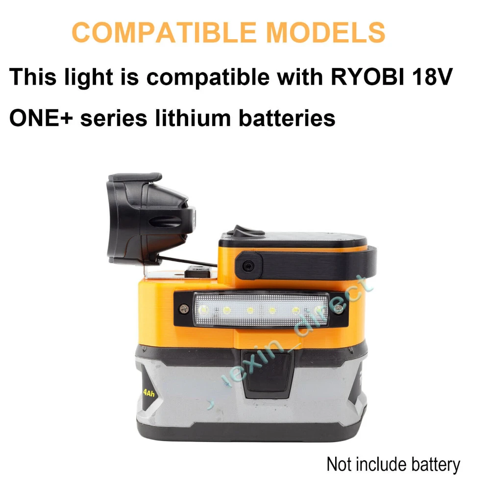バッテリー付き18vリチウム電池用コードレスledワークライト屋外キャンプランタン-バッテリーは含まれていません