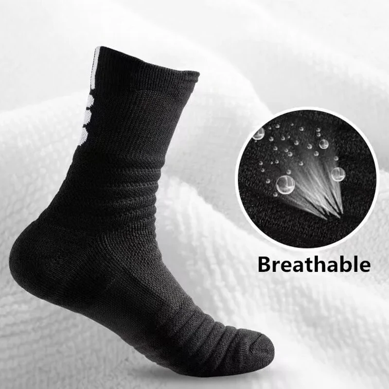 3pairs/Lot Men\'s Socks Compression Stockings Breathable Basketball Sports Cycling Socks Moisture Wicking High Elastic Tube Socks