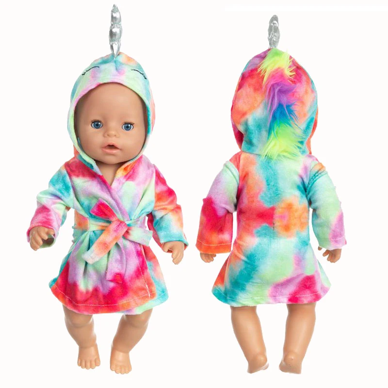 Reborn Baby Doll Clothes Cartoon Lion Bathrobe for 43 Cm Dolls Clothes Pink Rabbit Nightgown