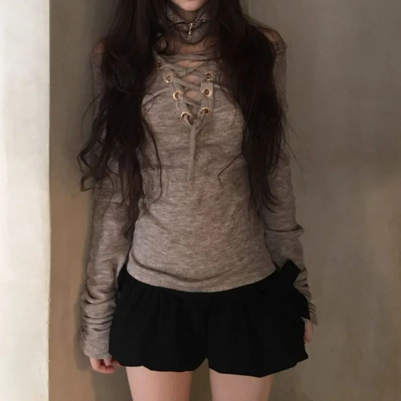 Reversible Y2K T Shirt For Women Spring Autumn Long Sleeve Off Shoulder Ropa De Mujer Japanese Style Vintage Sexy Short Tees