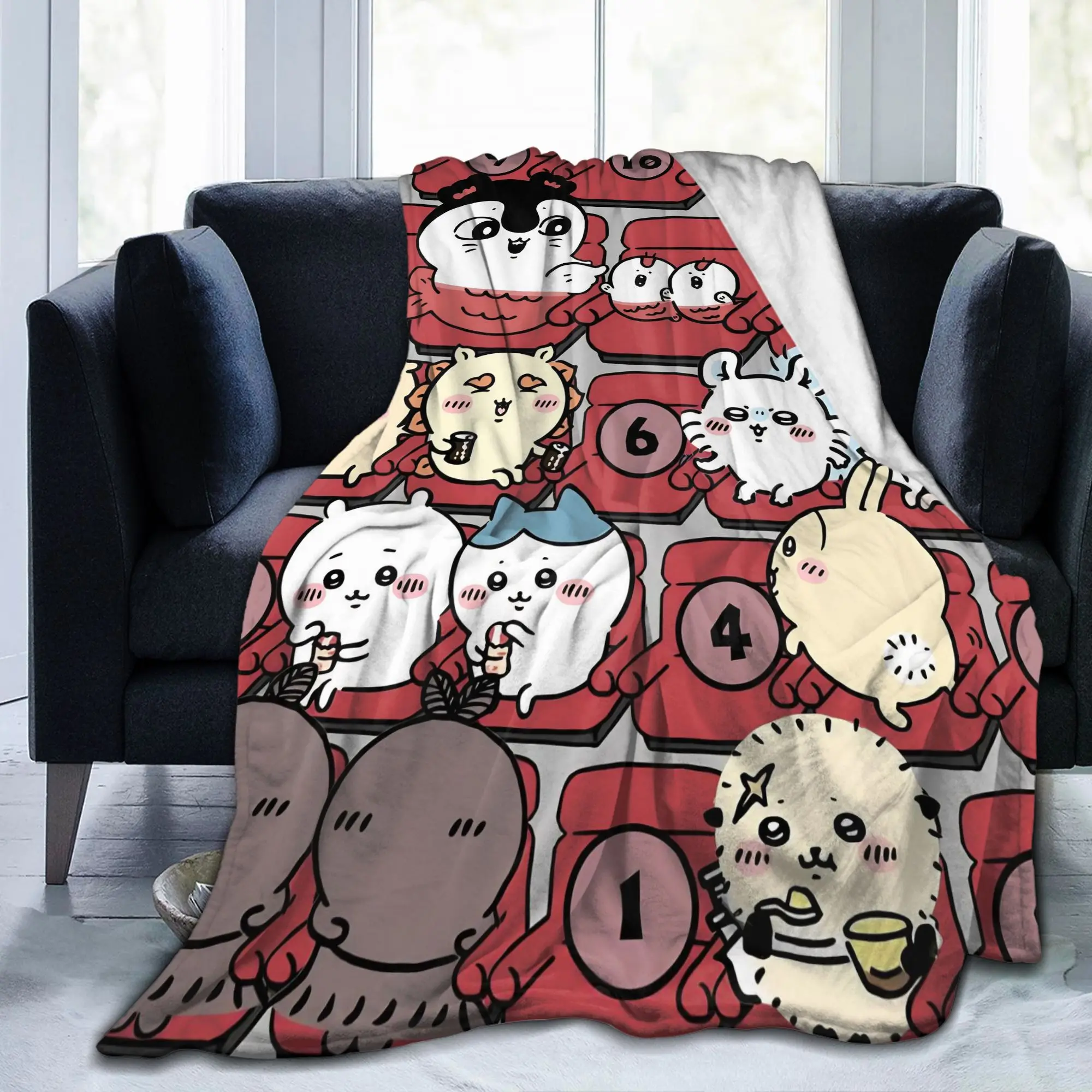 Chiikawas Sushi Kawaii Japanese Anime Blankets Fleece Textile Decor  Breathable Soft Throw Blankets for Bed Couch Rug Piece