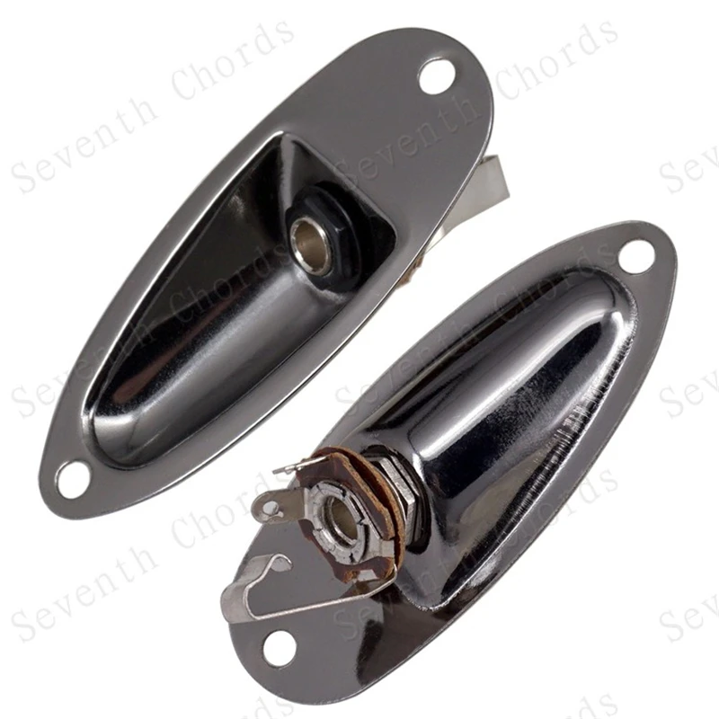 1Pcs 6.35 Electric Bass Guitar Jack Output Input Socket With Boat Style Jack Plate Chrome Black Gold guitar accessories parts