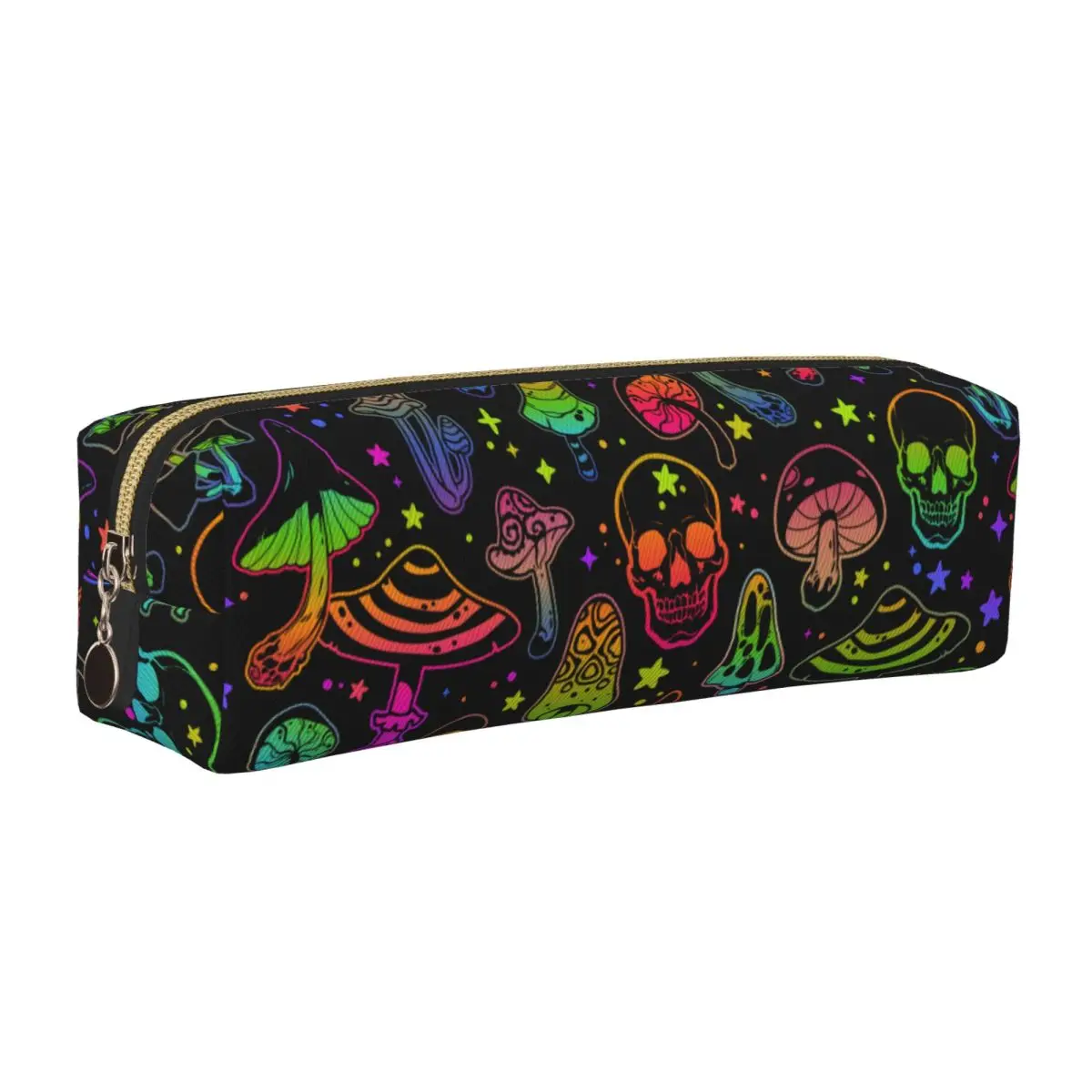 클래식 사이키델릭 버섯 연필 케이스 해골 연필 케이스 펜 홀더 어린이 대형 보관 가방 학교 용품 선물 문구