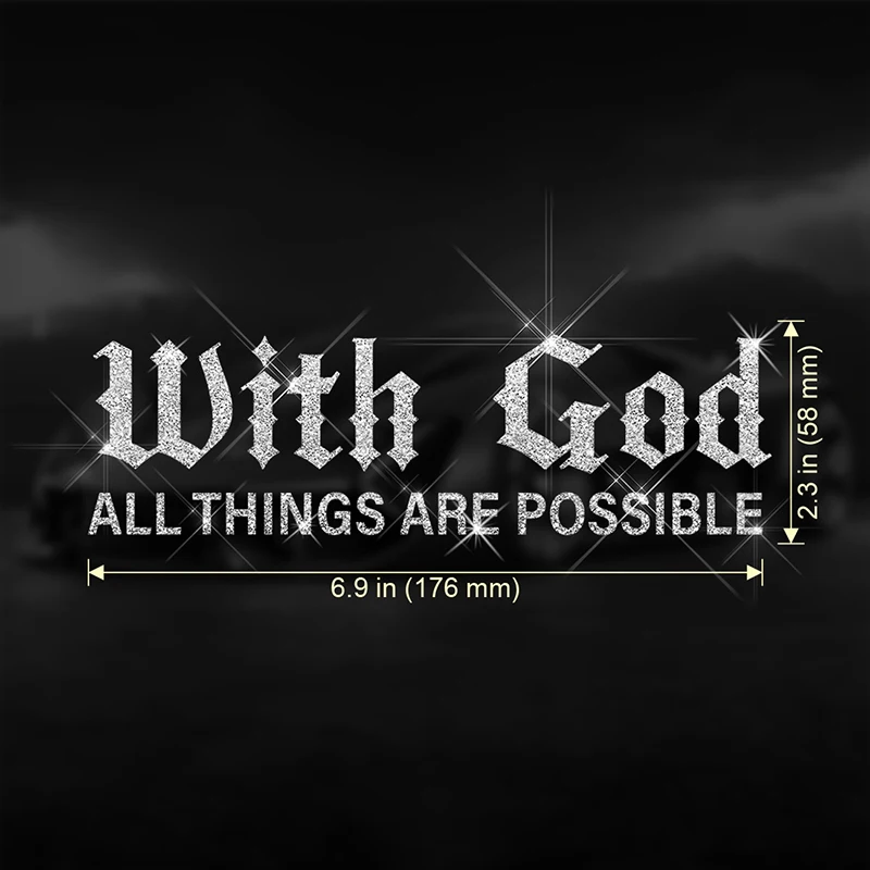 [M] WITH ALL THINGS ARE POSSIBLE Car Sticker, Car Styling Decal Classic Automotive Racing Trucks Laptop Decoration