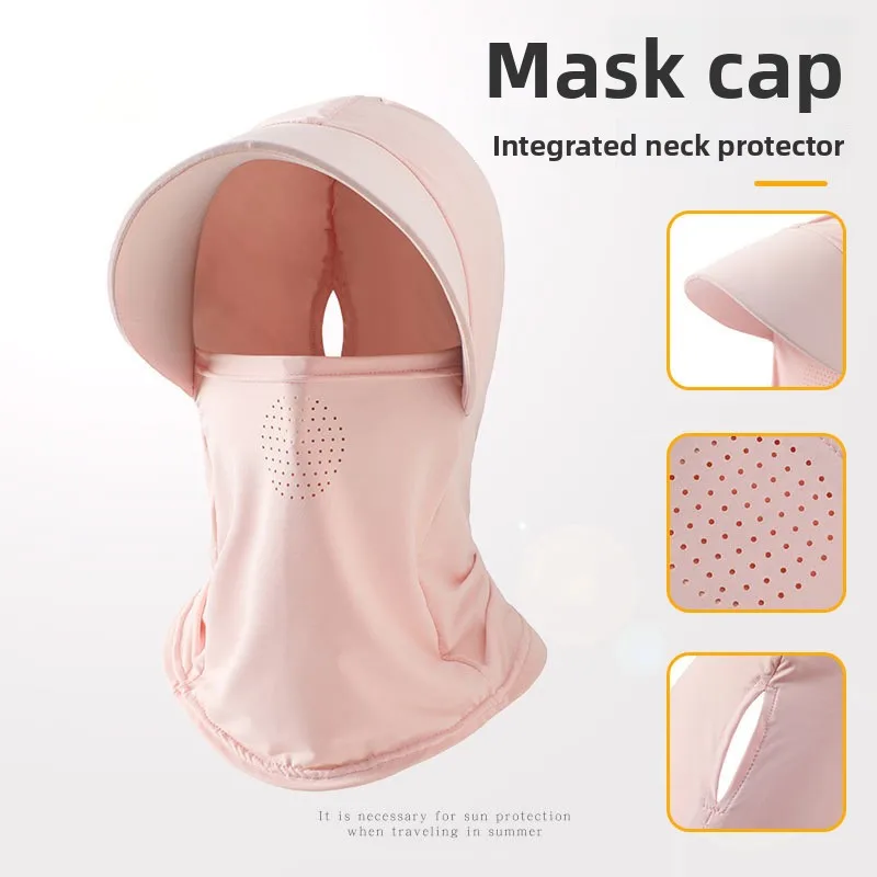 Breathable Men Women Summer UV Protection Full Face Sunshade Mask Hat Integrated Outdoor Cycling Sports Sunscreen Face Cover