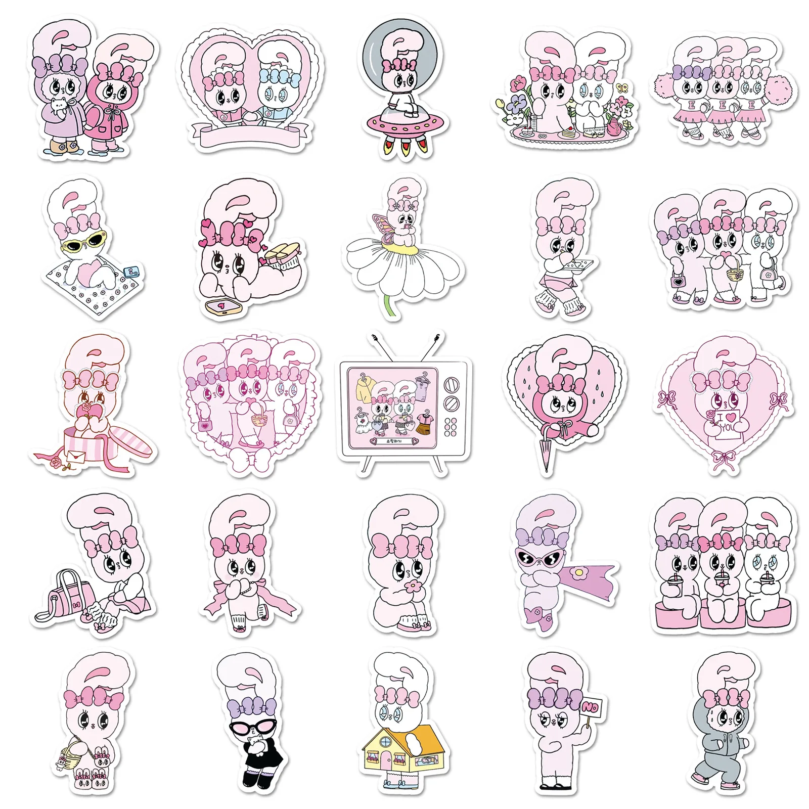 50PCS Esther Bunny Illustration Cartoon Sticker DIY Phone Laptop Luggage Skateboard Graffiti Decals Fun for Kid