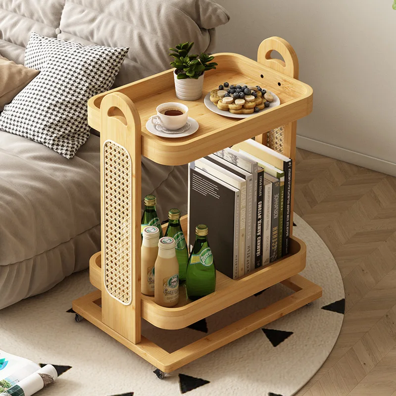 Living Room Sofa Side Table Small Coffee Table Movable Side Cabinet Storage Rack Snack Organizer