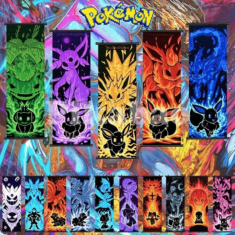 poster-de-pokemon-impresso-arte-de-parede-de-anime-estilo-de-evolucao-solida-pintura-em-tela-pikachu-rolos-pendurados-decoracao-de-quarto-de-casa