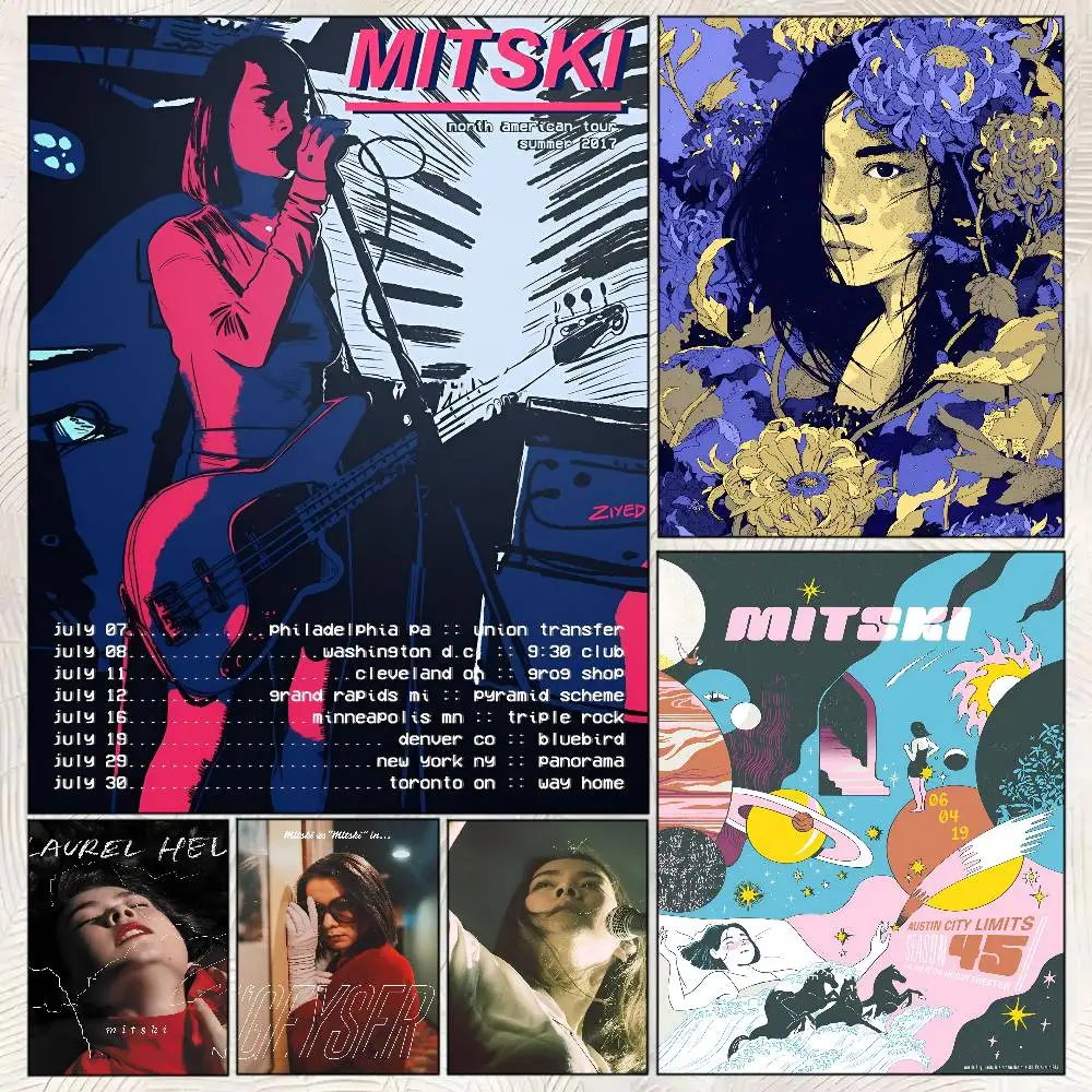 Hip Hop Singer Mitski Poster Self-adhesive Art Room Entrance Restaurant Wall Decor Art Painting