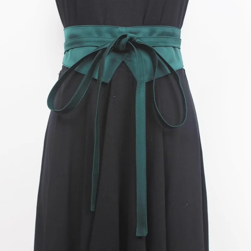 

Cloth Belt Women's Wide Girdle Banding Decorative Dress With Skirt Shirt Dress Summer Black Blue Green Satin