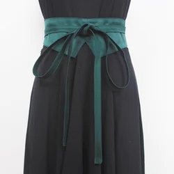 Cloth Belt Women's Wide Girdle Banding Decorative Dress With Skirt Shirt Dress Summer Black Blue Green Satin