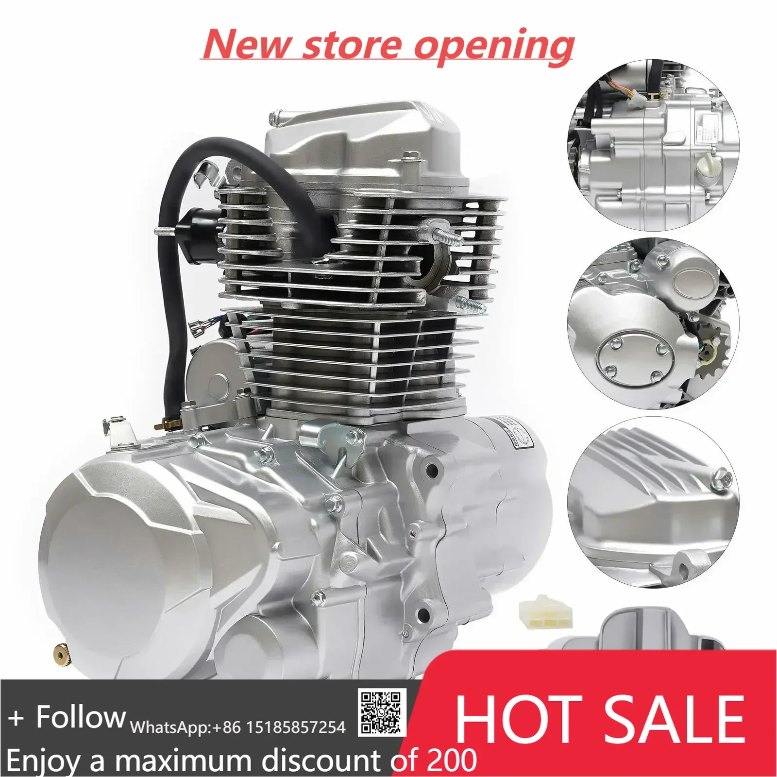 

200CC 250CC 4-Stroke Vertical Motorcycle ATV Engine CG250 With 5-Speed Manual Transmission Intake Pipe Drive Sprocket Spark Plug