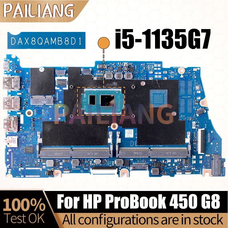 For HP ProBook 450 G8 Laptop Mainboard DAX8QAMB8D1 SRK05 i5-1135G7 Notebook Motherboard Full Test