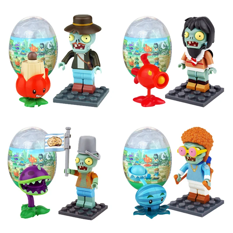 Plants Vs. Zombies Surprise Capsules Toys Kids Assembling Building Blocks Birthday Gifts Game Figure Model Dolls Random Send One