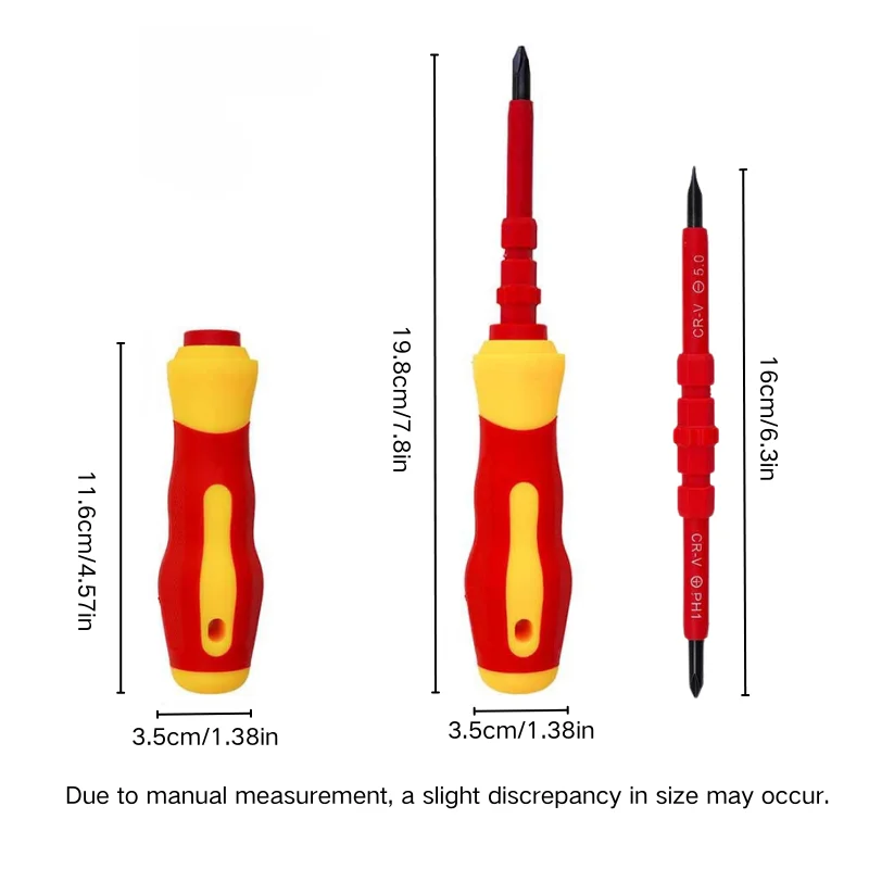 Набор изолированных отверток для электриков 3 в 1, сменные магнитные лезвия — PH1/PH2, шлицевые, крестообразные биты, универсальные инструменты