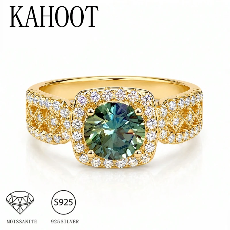 A sophisticated 925 silver wedding ring for men and women, featuring a 1-carat green radiant-cut moissanite.