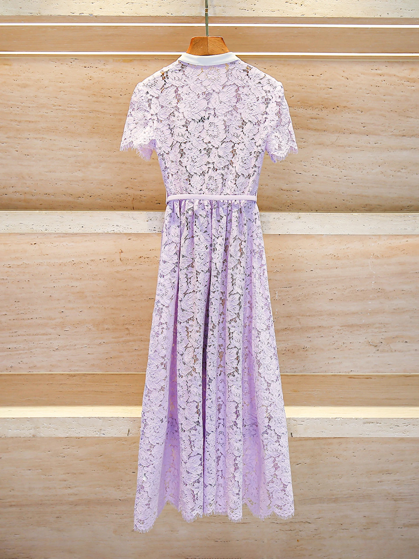 Ele Long Lace Dr Dames Summer Faion Hoge taille A-lijn silhouet ort Sve ronde Ne enkele knoopsluiting