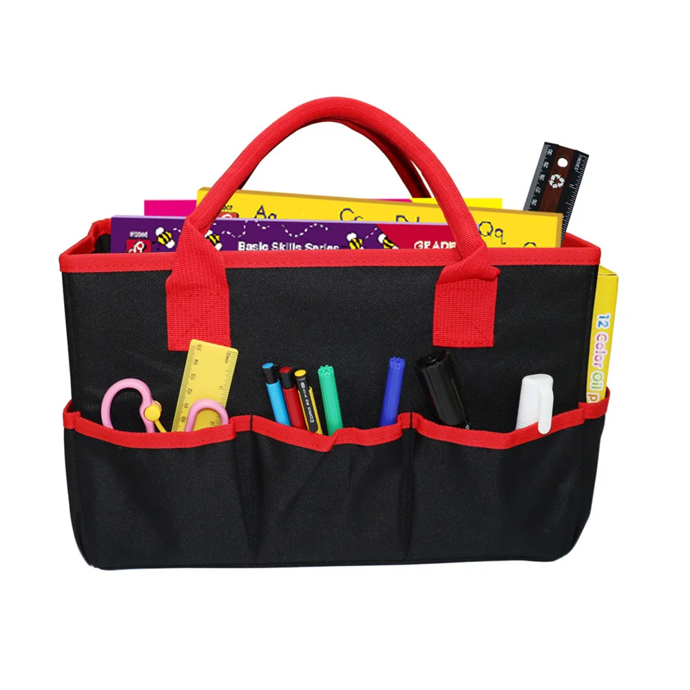 Bolsa de almacenamiento de herramientas de tela Oxford impermeable portátil organizador multibolsillo bolsa de mantenimiento de electricista profesional negro